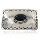 Handmade Certified Authentic Navajo Nickel Natural Black Onyx Native American Buckle 1219-1
