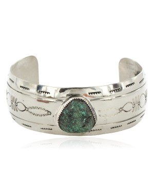 Handmade Certified Authentic Navajo Nickel Natural Turquoise Native American Bracelet 1 12784-9