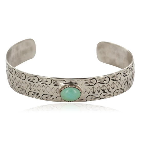 Handmade Certified Authentic Navajo Nickel Natural Turquoise Native American Bracelet 12796-92