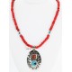 HANDMADE Certified Authentic Navajo Nickel Turquoise and CORAL Native American Necklace 371105467875