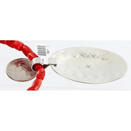 HANDMADE Certified Authentic Navajo Nickel Turquoise and CORAL Native American Necklace 371105467875