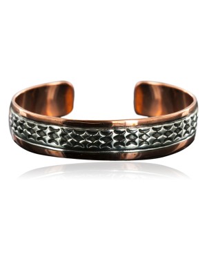 Handmade Certified Authentic Navajo Pure .925 and Copper Native American Bracelet 12713