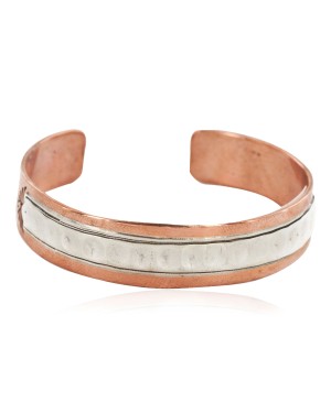 Handmade Certified Authentic Navajo Pure .925 Sterling Silver and Copper Native American Bracelet 12703-11