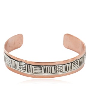 Handmade Certified Authentic Navajo Pure .925 Sterling Silver and Copper Native American Bracelet 12703-4