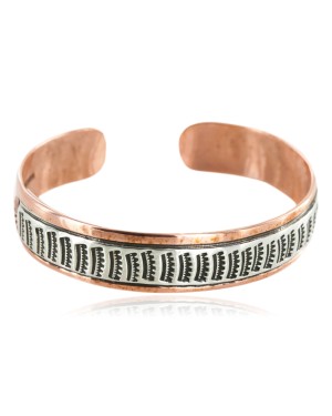 Handmade Certified Authentic Navajo Pure .925 Sterling Silver and Copper Native American Bracelet 12712