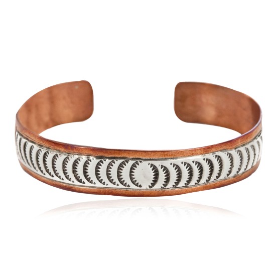 Handmade Certified Authentic Navajo Pure .925 Sterling Silver and Copper Native American Bracelet 12721-4