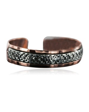 HANDMADE Certified Authentic Navajo Pure .925 Sterling Silver and Copper Native American Bracelet 12736