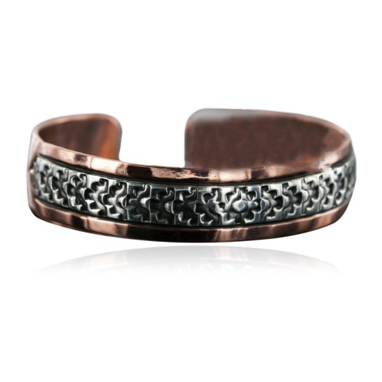 HANDMADE Certified Authentic Navajo Pure .925 Sterling Silver and Copper Native American Bracelet 12736