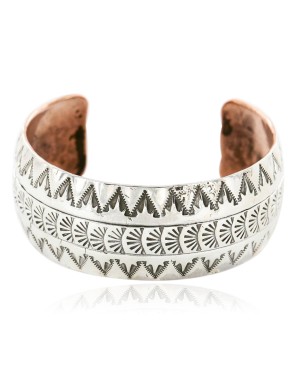 Handmade Certified Authentic Navajo Pure .925 Sterling Silver and Copper Native American Bracelet 12779