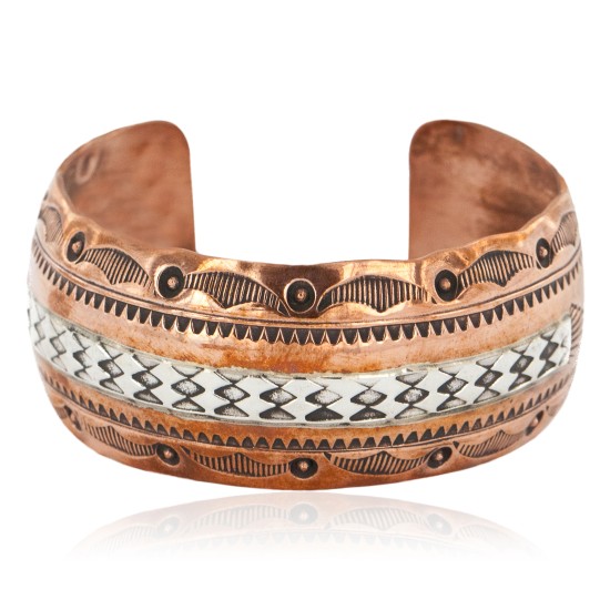 Handmade Certified Authentic Navajo Pure .925 Sterling Silver and Copper Native American Bracelet 12843-3