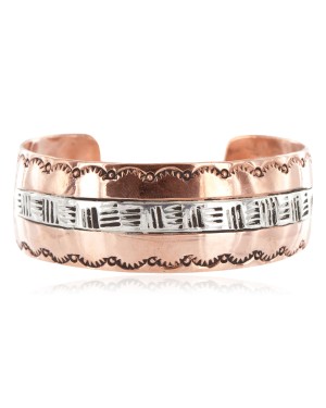Handmade Certified Authentic Navajo Pure .925 Sterling Silver and Copper Native American Bracelet 12899-3