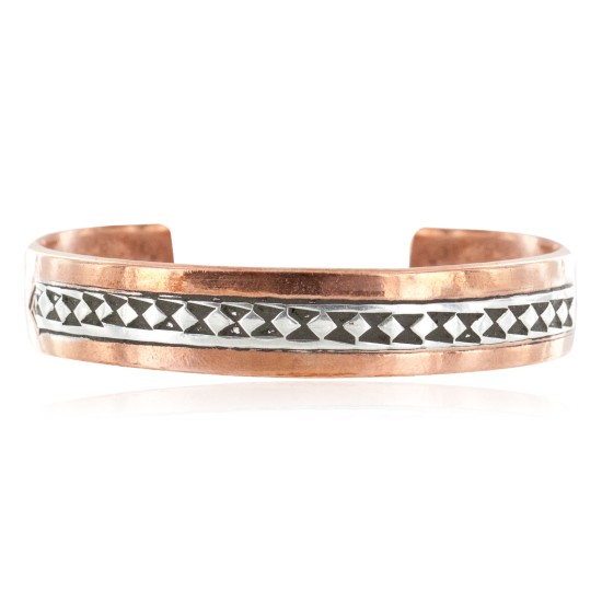 Handmade Certified Authentic Navajo Pure .925 Sterling Silver and Copper Native American Bracelet 12902-5