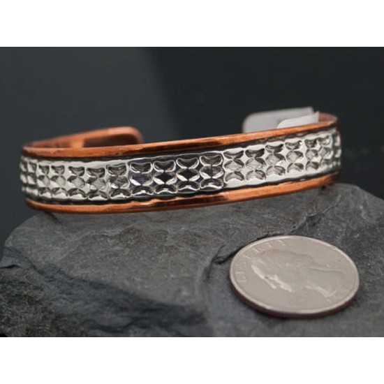 Handmade Certified Authentic Navajo Pure .925 Sterling Silver and Copper Native American Bracelet 370916125756