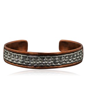 Handmade Certified Authentic Navajo Pure .925 Sterling Silver and Copper Native American Bracelet 370916125756