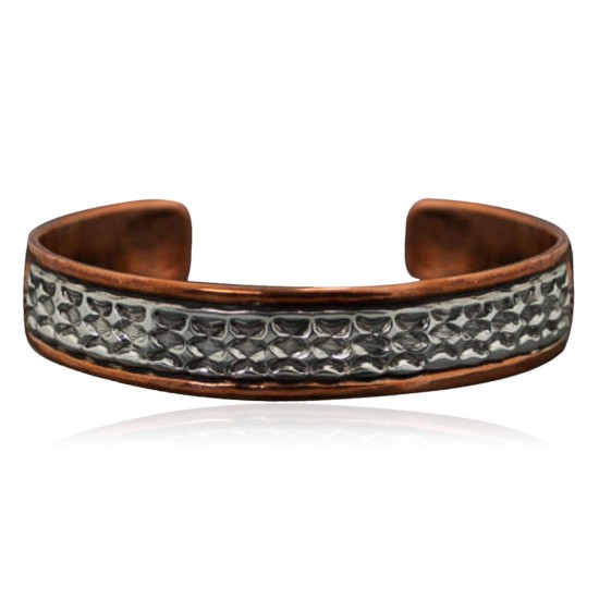Handmade Certified Authentic Navajo Pure .925 Sterling Silver and Copper Native American Bracelet 370916125756