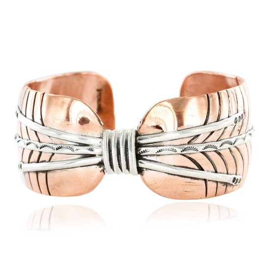Handmade Certified Authentic Navajo Pure .925 Sterling Silver and Copper Native American Bracelet 371202322570