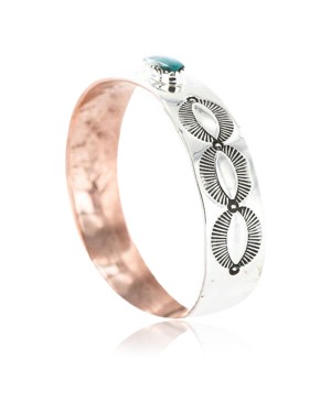 Handmade Certified Authentic Navajo Pure .925 Sterling Silver and Copper Native American Bracelet 390764281916