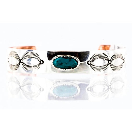 Handmade Certified Authentic Navajo Pure .925 Sterling Silver and Copper Native American Bracelet 390764281916