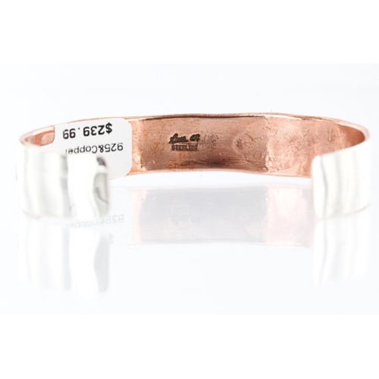 Handmade Certified Authentic Navajo Pure .925 Sterling Silver and Copper Native American Bracelet 390764281916