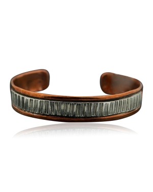 Handmade Certified Authentic Navajo Pure .925 Sterling Silver and Copper Native American Bracelet 390920168705