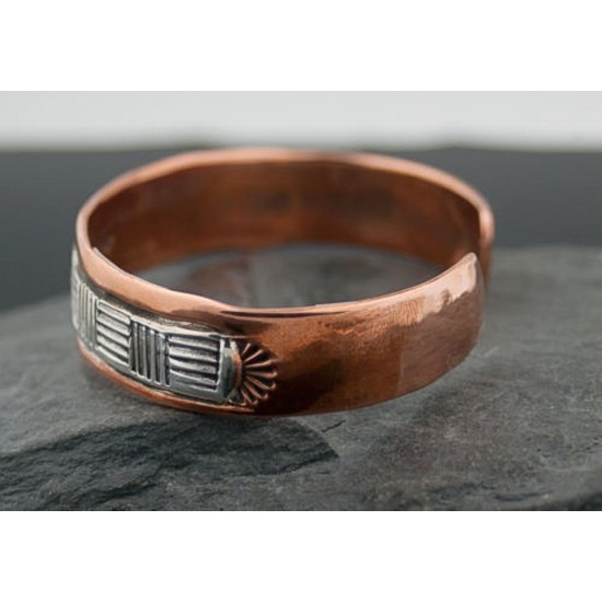 Handmade Certified Authentic Navajo Pure .925 Sterling Silver and Copper Native American Cuff Bracelet 390678191921