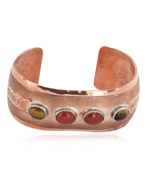 Handmade Certified Authentic Navajo Pure .925 Sterling Silver and Copper Natural Charoite Tigers Eye Native American Bracelet 12802