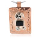 Handmade Navajo Pure .925 Sterling Silver Copper Natural Black Onyx Native American Necklace 14973