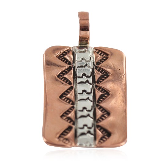 Handmade Certified Authentic Navajo Pure .925 Sterling Silver Native American Copper Pendant 13127-2