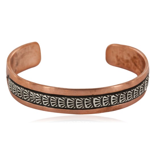 Handmade Certified Authentic Navajo Pure Copper and .925 Sterling Silver Native American Bracelet 12696-11
