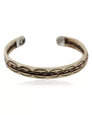 Handmade Navajo Pure Copper and Brass Native American Bracelet 12958-1
