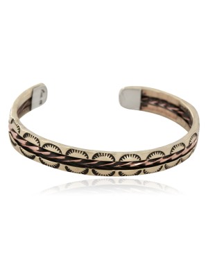 Handmade Certified Authentic Navajo Pure Copper and Brass Native American Bracelet 12958-5