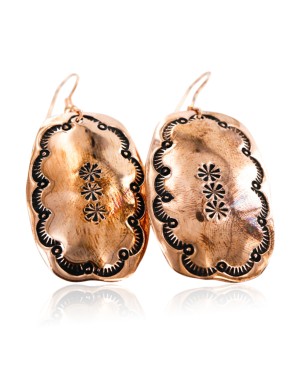 Handmade Certified Authentic Navajo Pure Copper Native American Earrings  16976-2