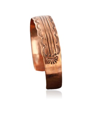 Handmade Certified Authentic Navajo Pure Handstamped Copper Native American Bracelet 370982446599