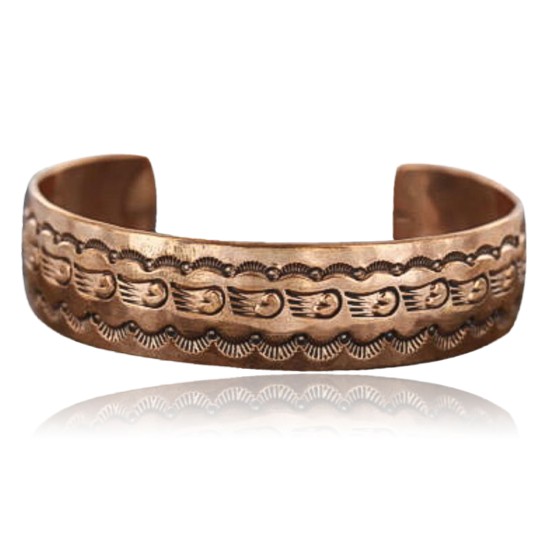 Handmade Certified Authentic Navajo Pure Handstamped Copper Native American Bracelet 390741186940