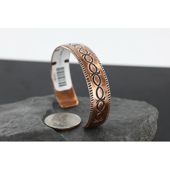 Handmade Certified Authentic Navajo Pure Handstamped Copper Native American Bracelet 390743613004