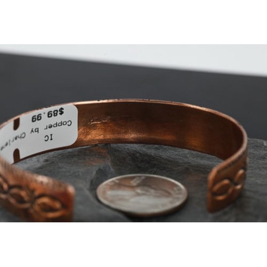 Handmade Certified Authentic Navajo Pure Handstamped Copper Native American Bracelet 390743613004