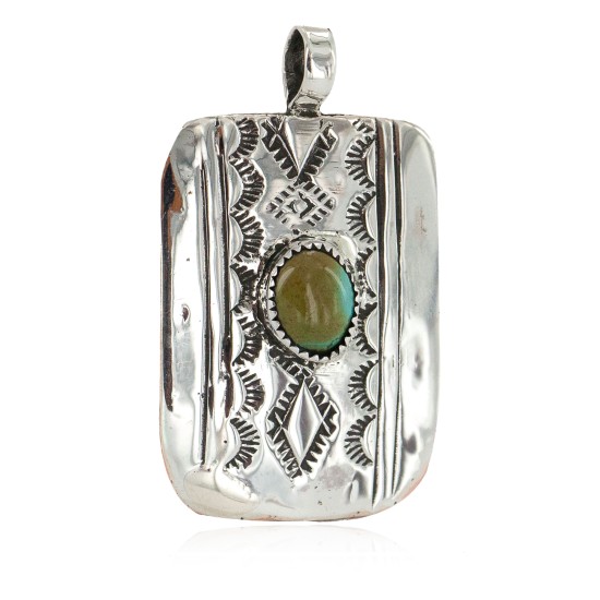 Handmade Certified Authentic Navajo Pure Natural Turquoise Native American Copper and Nickel Pendant 13132