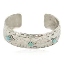 Handmade Navajo Pure Nickel Native American Bracelet Natural Turquoise 12861-3