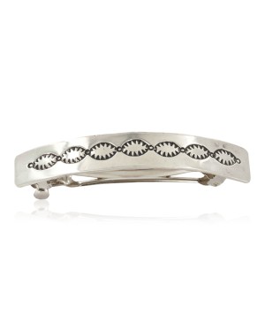 Handmade Certified Authentic Nickel Navajo Native American Hair Barrette 10345-4