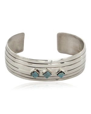 Handmade Certified Authentic Nickel Navajo Natural Turquoise Native American Bracelet 12957-1