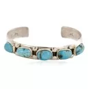 Handmade Nuggets Navajo .925 Sterling Silver Natural Turquoise Native American Bracelet 1 12798-2