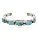 Handmade Nuggets Navajo .925 Sterling Silver Natural Turquoise Native American Bracelet 12798-1