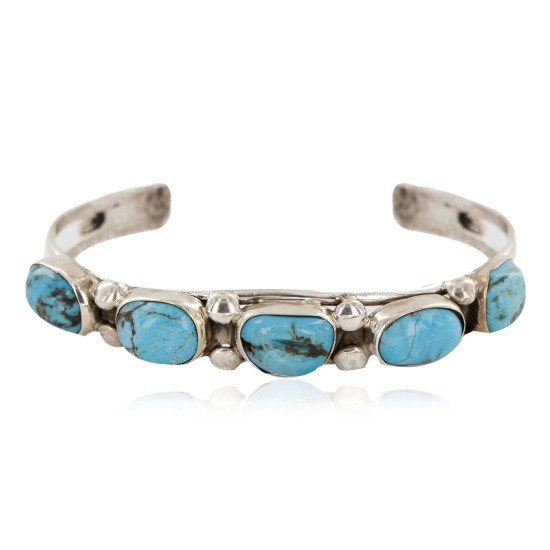 Handmade Certified Authentic Nuggets Navajo .925 Sterling Silver Natural Turquoise Native American Bracelet 12798-1