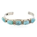 Handmade Nuggets Navajo .925 Sterling Silver Natural Turquoise Native American Bracelet 2 12798-3
