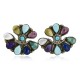 Handmade Certified Authentic Petit Point Zuni .925 Sterling Silver Natural Multicolor Stud Native American Earrings 27127-0