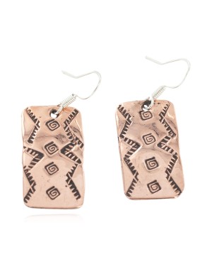 Handmade Certified Authentic Pure Copper Navajo Native American Dangle Earrings 18170-13