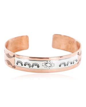 Handmade Certified Authentic Roanhorse Navajo Pure .925 Sterling Silver and Copper Native American Bracelet 12770-1
