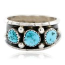 Handmade Signed Navajo .925 Sterling Silver Natural Turquoise Native American Ring 16835