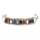Handmade Zuni .925 Sterling Silver Natural Multicolor Native American Bracelet 12666