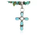 Handmade Navajo .925 Sterling Silver Turquoise Native American Cross Necklace 24371-1-1601-23